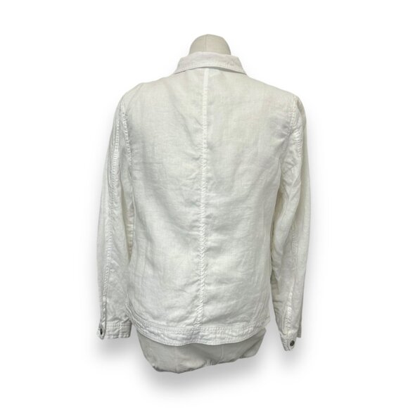 Cynthia Rowley Womens 100% Linen White Jacket Size L With Zipper & Snap Closures - Picture 4 of 8